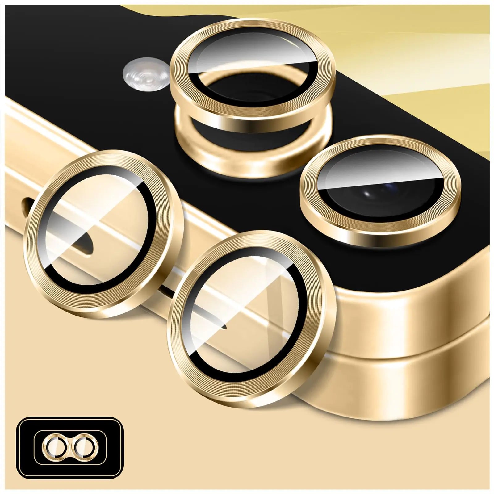 Kucheed Camera Lens Protector for Samsung Galaxy Z Flip 5 Glitter 9H Tempered Glass Camera Cover Screen Protector Automatic Alignment Individual Metal Rings Bling Phone Accessories