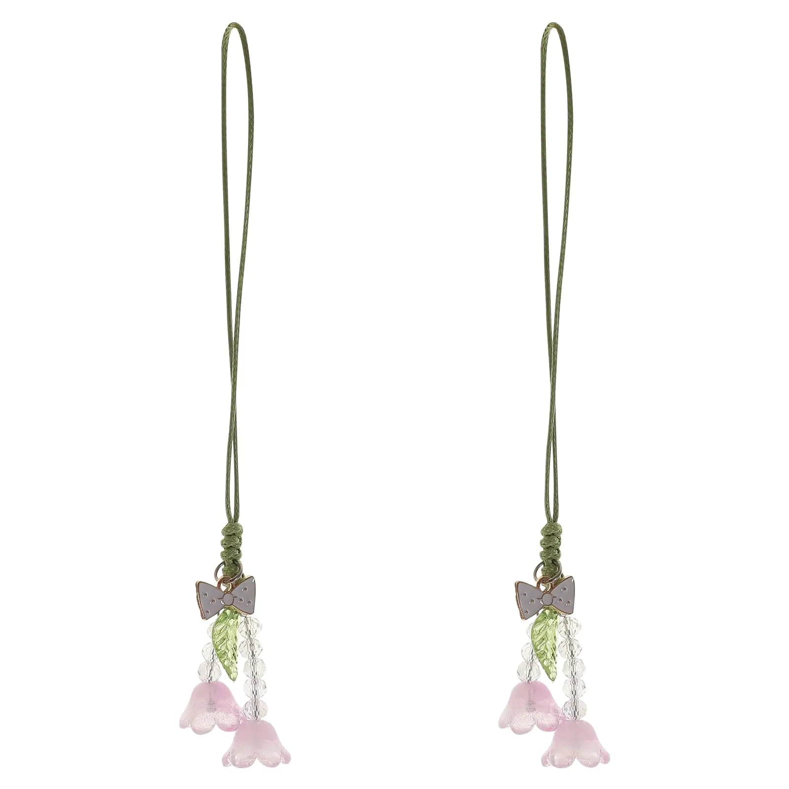 PartyKindom 2 PCS Phone Charm Kawaii Flower Phone Accessories Charm String Kawaii Phone Charm Hook Cute Phone Charms Aesthetic for Women Girl