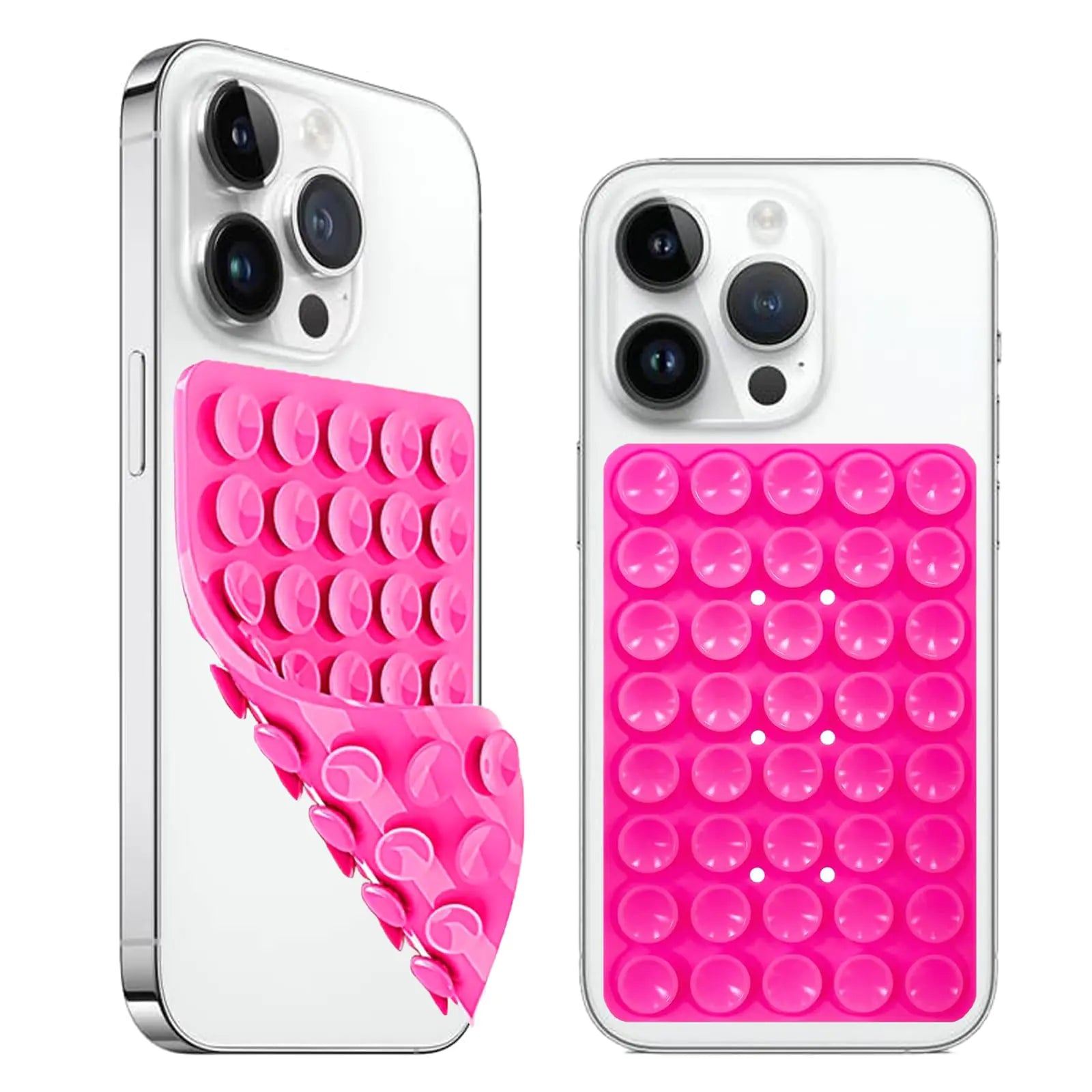 ILKCC 2 Pack Silicone Suction Cup Phone Mount Double Sided Silicone Suction Mount with Higher Suction Power Hands-Free Strong Grip Silicone Phone Accessories Holder for Selfies and Videos