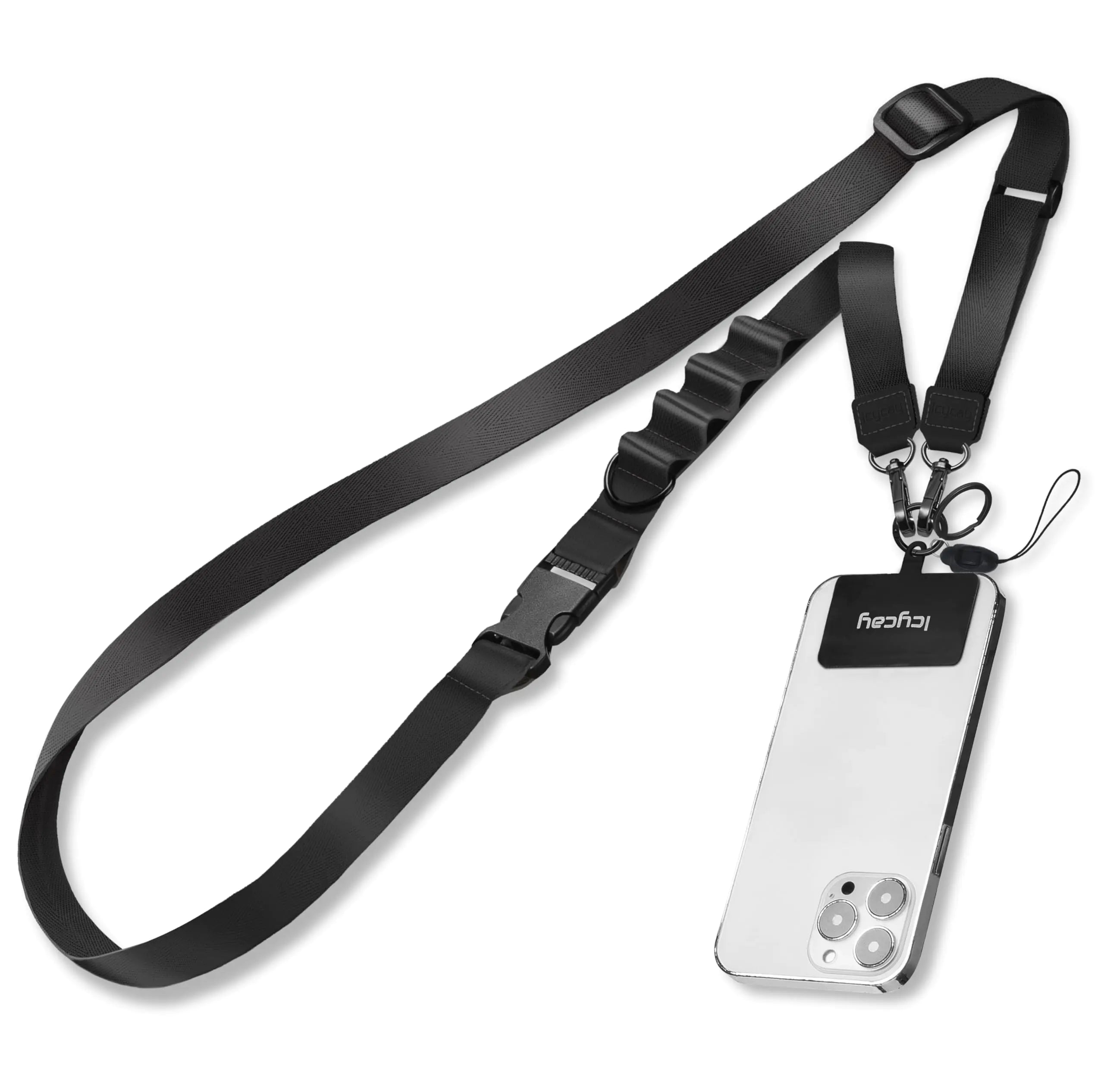 Icycay Crossbody Phone Lanyard Adjustable Cell Phone Lanyard for Around The Neck Phone Strap Black Anti Theft Cute Lanyard for iPhone Case ID Holder Keys Phone Accessories Travel Essential