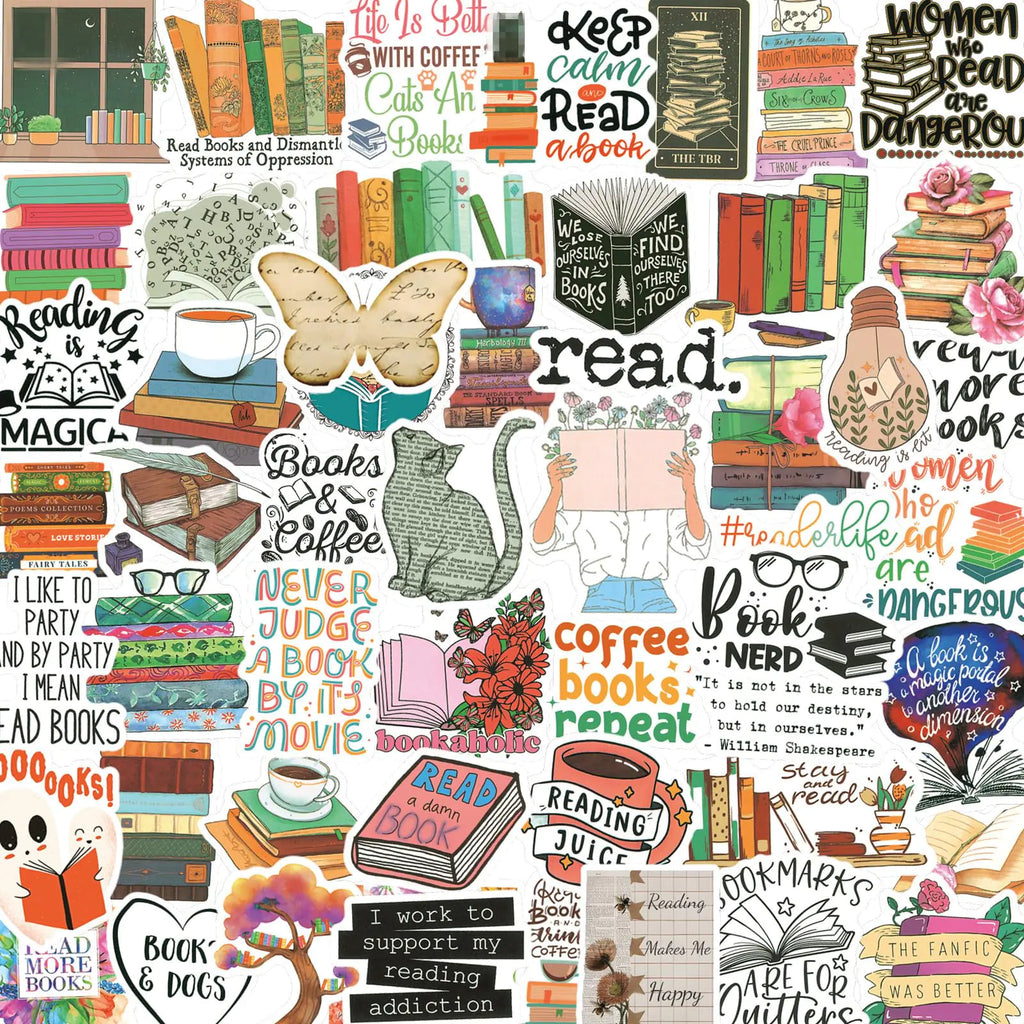 200PCS Book Stickers for Kindle Bookish Stickers Booktok Reading Stickers for Water Bottles Laptop Phone Accessories Vinyl Waterproof Stickers for Book Lovers Teens Adults