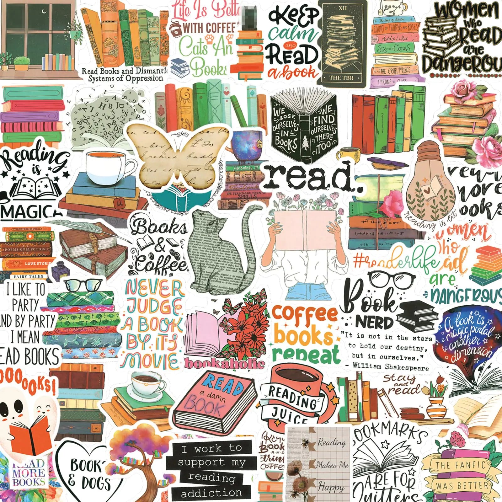 200PCS Book Stickers for Kindle Bookish Stickers Booktok Reading Stickers for Water Bottles Laptop Phone Accessories Vinyl Waterproof Stickers for Book Lovers Teens Adults