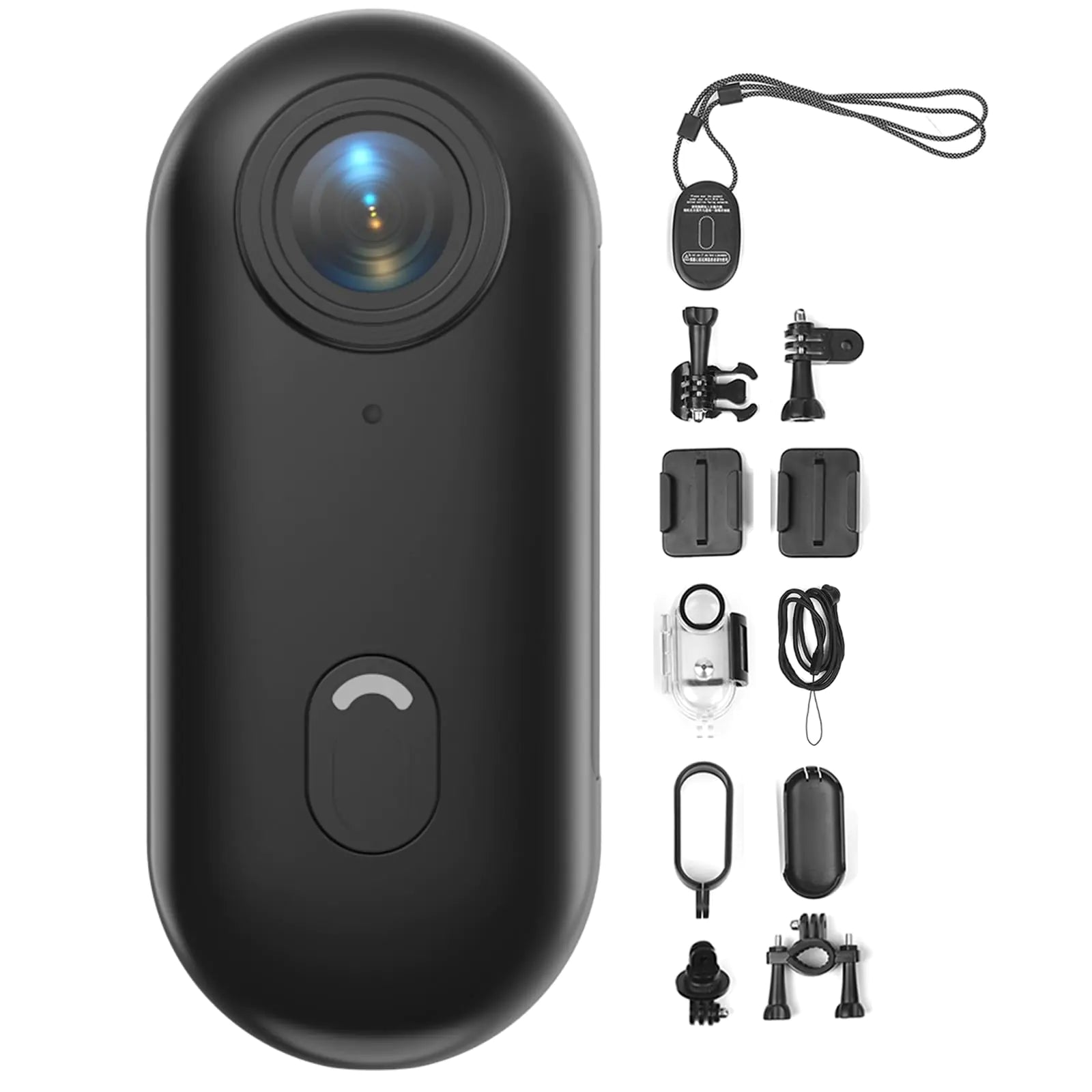 dahocamgo 4K Thumb ActionSports Camera Pocket Wearable Body Camera Helmet Camera Mount Anywhere， Multi-Function Accessory Mini Body Camera Pocket Camera (64G-Card Black)